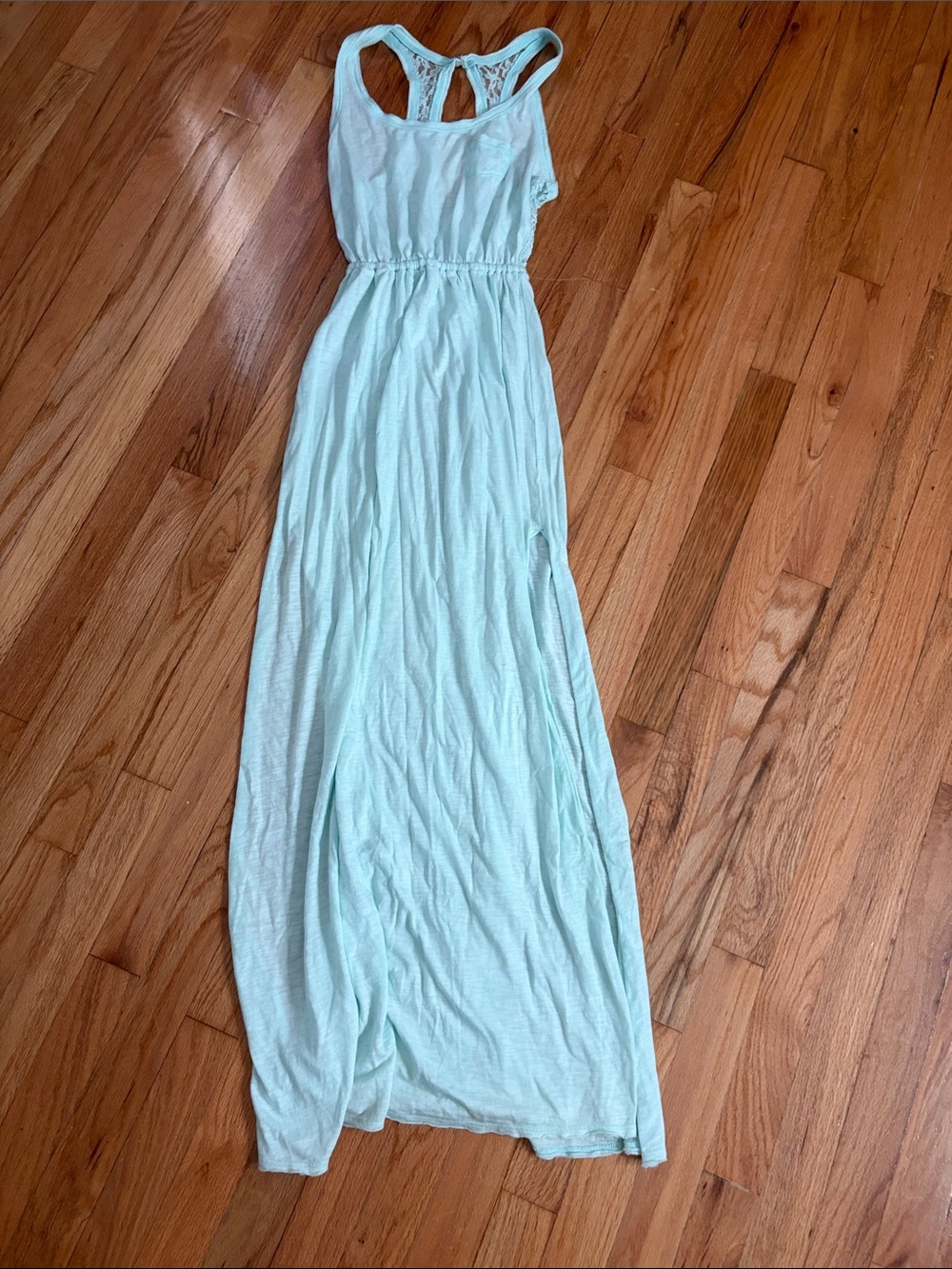 Sleeveless Mint Green Maxi Dress with Lace Back